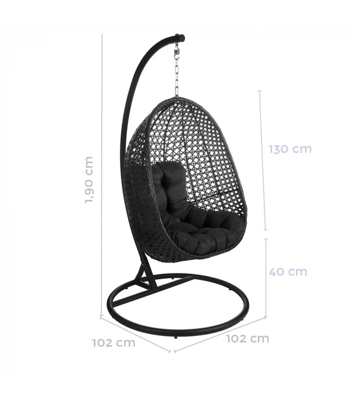 Fauteuil Dido Oeuf Suspendu Noir + Support - Outdoor 2 Fauteuil Dido Oeuf Suspendu Noir + Support - Outdoor – Image 2