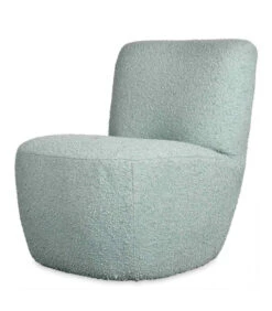 Fauteuil Eve Tissu Bouclette Bleu Vert Doux
