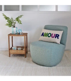 Fauteuil Eve Tissu Bouclette Bleu Vert Doux -Magasin De Meubles De Qualité fauteuil eve tissu bouclette vert doux 5