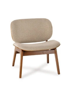 Fauteuil Kuji Beige Structure Bois
