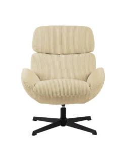 Fauteuil Nicolas Velours Cotelé Pivotant Beige
