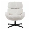 Fauteuil Nicolas Velours Cotelé Pivotant Blanc