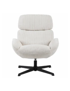 Fauteuil Nicolas Velours Cotelé Pivotant Blanc