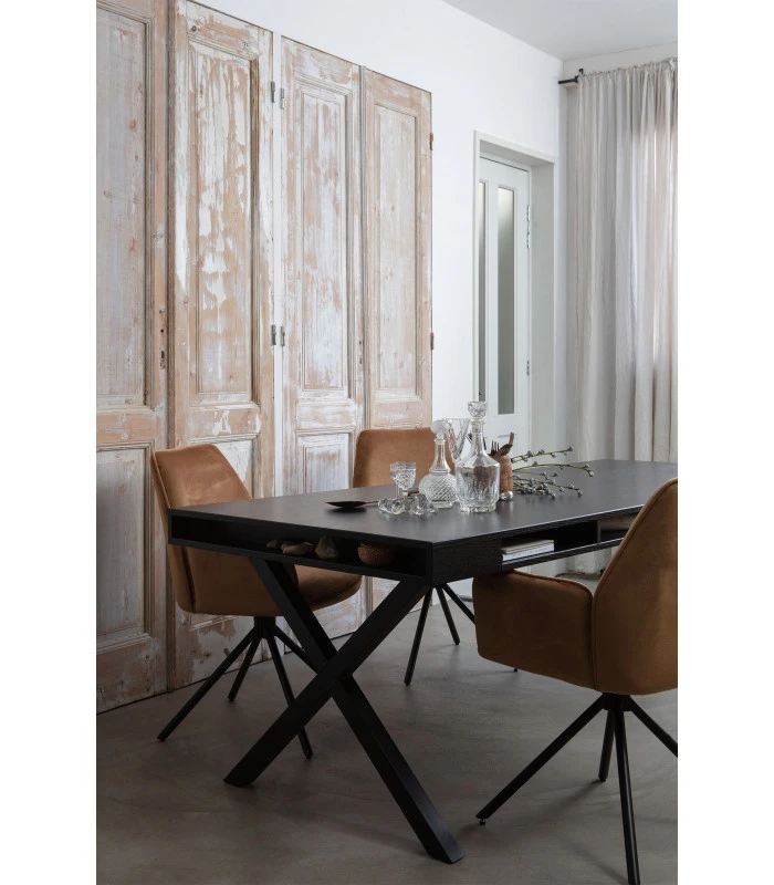 WOOOD Fauteuil Pivotant Amber Velours Caramel 2 WOOOD Fauteuil Pivotant Amber Velours Caramel – Image 2