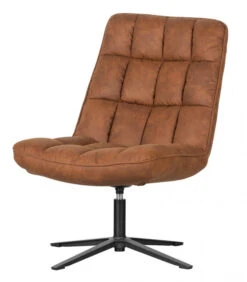 WOOOD Fauteuil Pivotant Dirkje Cuir Artificiel Cognac