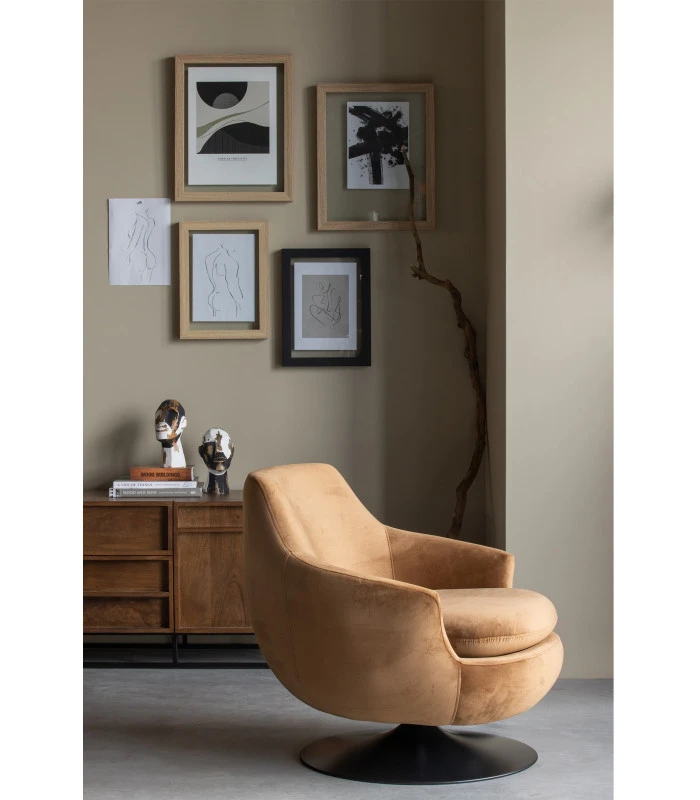 Fauteuil Pivotant Jada Velours Marron 7 Fauteuil Pivotant Jada Velours Marron – Image 7