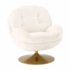 Fauteuil Pivotant Memento Blanc Pieds Gold - 15% De Remise Offert