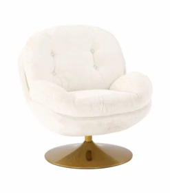 Fauteuil Pivotant Memento Blanc Pieds Gold - 15% De Remise Offert