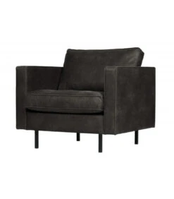 Fauteuil Rodéo Classic Cuir Recyclé Black Matelassé -Magasin De Meubles De Qualité fauteuil rodeo classic cuir recycle black matelasse 1