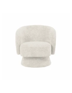 Fauteuil Rondeur Chenille Tissé Pivotant Blanc