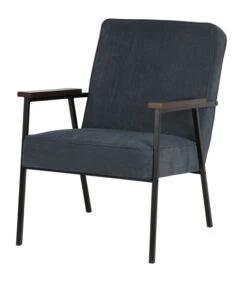 Fauteuil Sally Velours Côtelé Bleu Acier