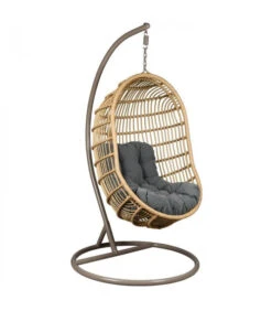 Fauteuil Suspendu Ovale Avec Support Ariki Taupe Polyrotin