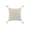 Fleur De Coussin + Pompons En Coton Blanc