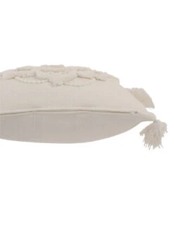 Fleur De Coussin + Pompons En Coton Blanc 7 Fleur De Coussin + Pompons En Coton Blanc -Magasin De Meubles De Qualité fleur de coussin pompons en coton blanc 2