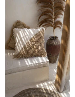 Housse De Coussin En Raphia Et Coton - Blanc Naturel - 60x60 -Magasin De Meubles De Qualité housse de coussin en raphia et coton blanc naturel 60x60 3