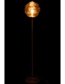 Lampe De Sol En Verre Nid D'abeille Cognac -Magasin De Meubles De Qualité lampadaire en verre a motif de nid d abeille lumiere cognac 2