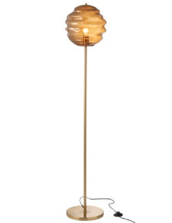 Lampe Sur Pied En Verre Nid D'abeille Marron