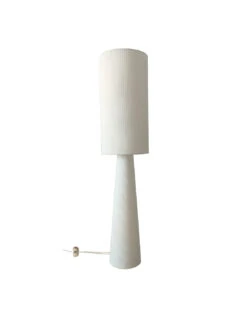 Lampadaire Saturne Velours Cotelé Blanc H130cm