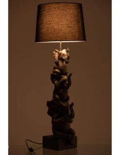 Lampe 3 Éléphants En Polyrésine Marron -Magasin De Meubles De Qualité lampe 3 elephants en polyresine marron 2