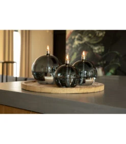 Lampe à Huile Ronde Grise Chromée 11cm M -Magasin De Meubles De Qualité lampe a huile ronde grise chromee 11cm m 6