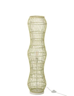 Lampe De Sol En Rotin Tressé Métal Vert