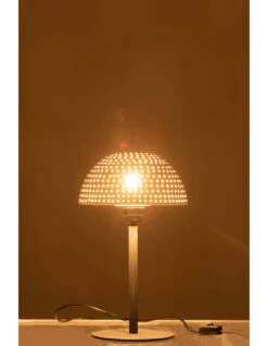 Lampe De Table Champignon à Pois En Métal Brillant Blanc/noir Petit -Magasin De Meubles De Qualité lampe de table champignon a pois en metal brillant blancnoir petit 2