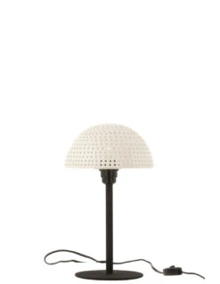 Lampe De Table Champignon à Pois En Métal Brillant Blanc/noir Petit