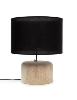 Lampe De Table En Bois De Teck - Naturel Noir