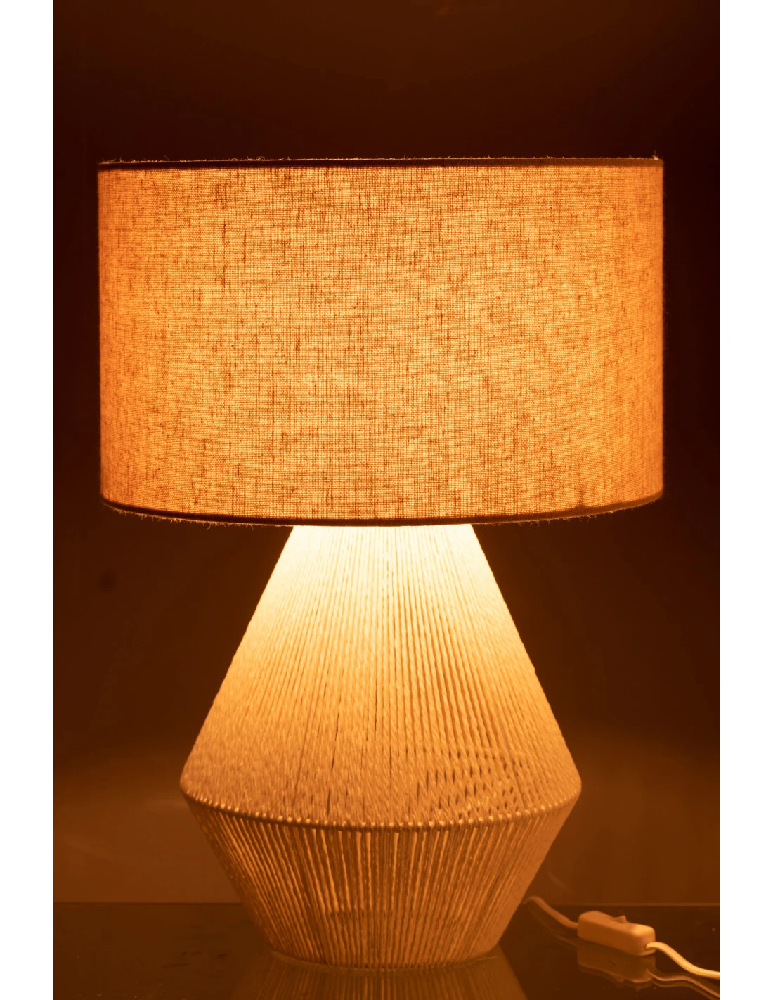 Lampe De Table En Corde De Jute Blanche 3 Lampe De Table En Corde De Jute Blanche – Image 3