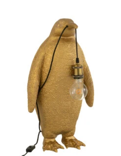 Lampe De Table En Résine Pingouin Doré De Grande Taille