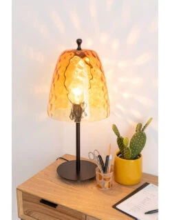 Lampe De Table En Verre Jaune Océane -Magasin De Meubles De Qualité lampe de table en verre jaune oceane 3