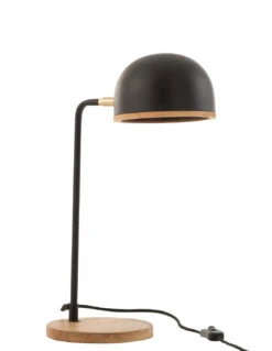 Lampe De Table Evy En Fer/bois Noir/naturel