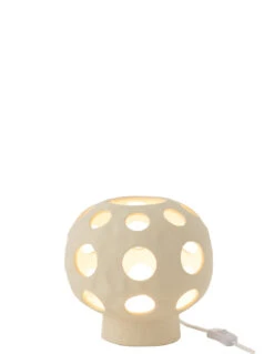 Lampe De Table Globe En Grès Beige