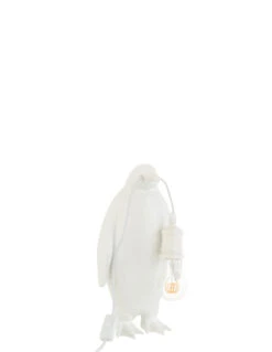 Lampe De Table Pingouin En Résine Blanche Petite