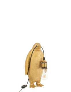 Lampe De Table Pingouin En Résine Dorée Petite