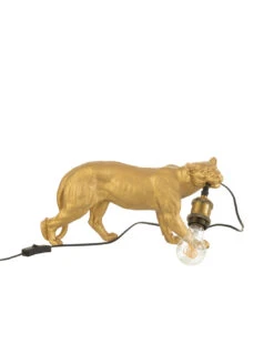 Lampe De Table Puma En Résine Dorée Petite