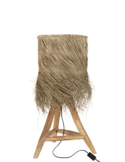 Lampe De Table Rafi En Herbe/bois De Teck Naturel