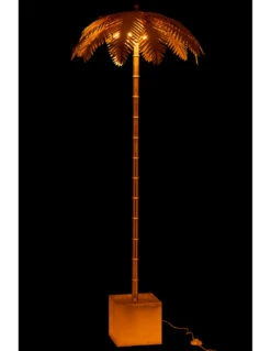 Lampe En Acier Doré Avec Des Feuilles De Noix De Coco Debout -Magasin De Meubles De Qualité lampe en acier dore avec des feuilles de noix de coco debout 2