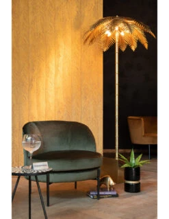 Lampe En Acier Doré Avec Des Feuilles De Noix De Coco Debout -Magasin De Meubles De Qualité lampe en acier dore avec des feuilles de noix de coco debout 4