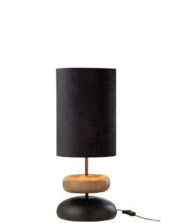 Lampe En Jade En Fer/bois De Sapin Noir/naturel