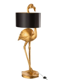 Lampe Flamant Poly Or/Noir