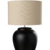 Lampe Meli + Abat-jour En Céramique Lin Noir Grand