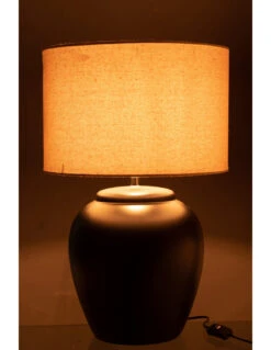 Lampe Meli + Abat-jour En Céramique Lin Noir Grand -Magasin De Meubles De Qualité lampe meli abat jour en ceramique lin noir grand 2