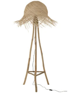 Lampe Sur Pied En Branches De Rotin / Teck Naturel