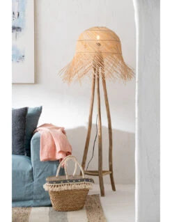 Lampe Sur Pied En Branches De Rotin / Teck Naturel -Magasin De Meubles De Qualité lampe sur pied en branches de rotin teck naturel 3