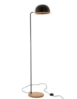 Lampe Sur Pied Evy En Fer/bois Noir/naturel