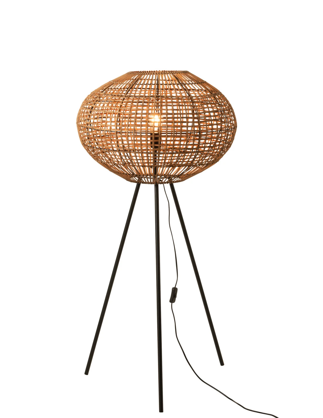 Lampe Sur Pied Trépied En Rotin/métal Marron/noir De Petite Taille 2 Lampe Sur Pied Trépied En Rotin/métal Marron/noir De Petite Taille – Image 2
