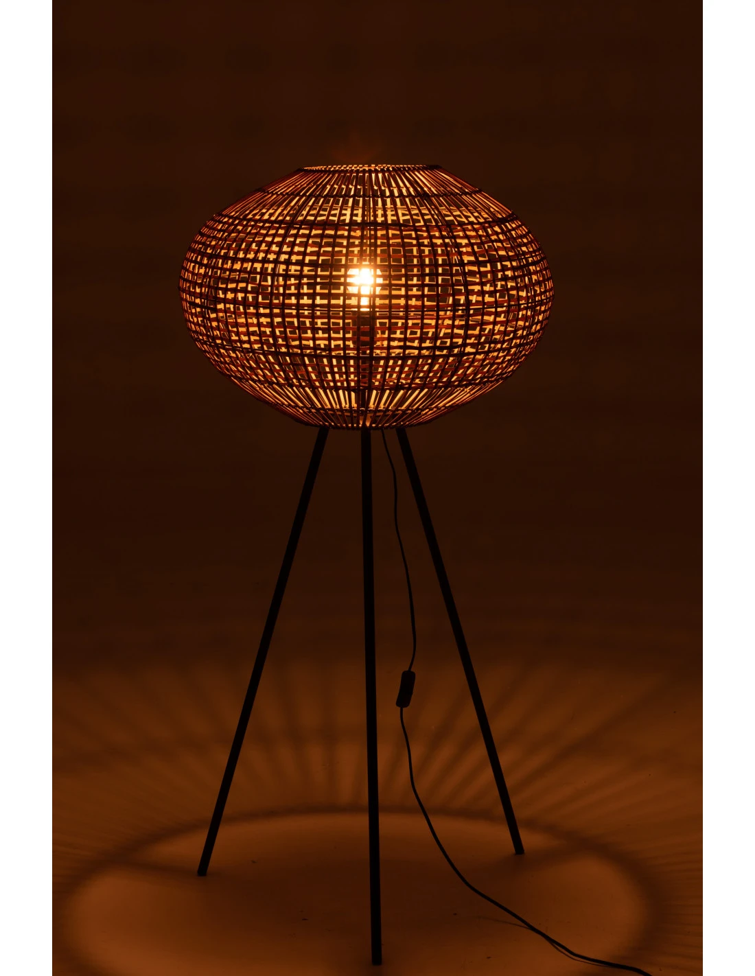 Lampe Sur Pied Trépied En Rotin/métal Marron/noir De Petite Taille 3 Lampe Sur Pied Trépied En Rotin/métal Marron/noir De Petite Taille – Image 3
