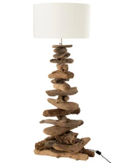 Lampe+Abat-jour Bois Flotté Naturel/Beige Moyen