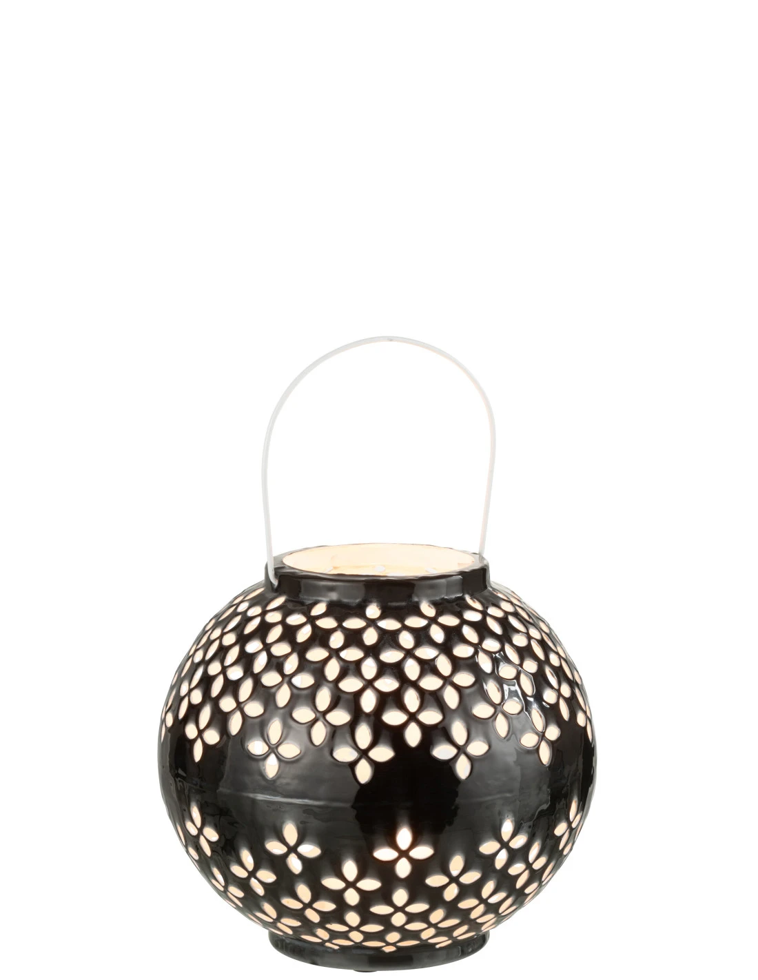 Lanterne Boule En Fer Perforé Noir 2 Lanterne Boule En Fer Perforé Noir – Image 2